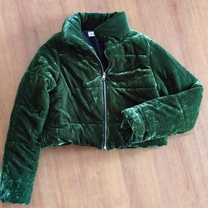 Velvet Cropped Puffer